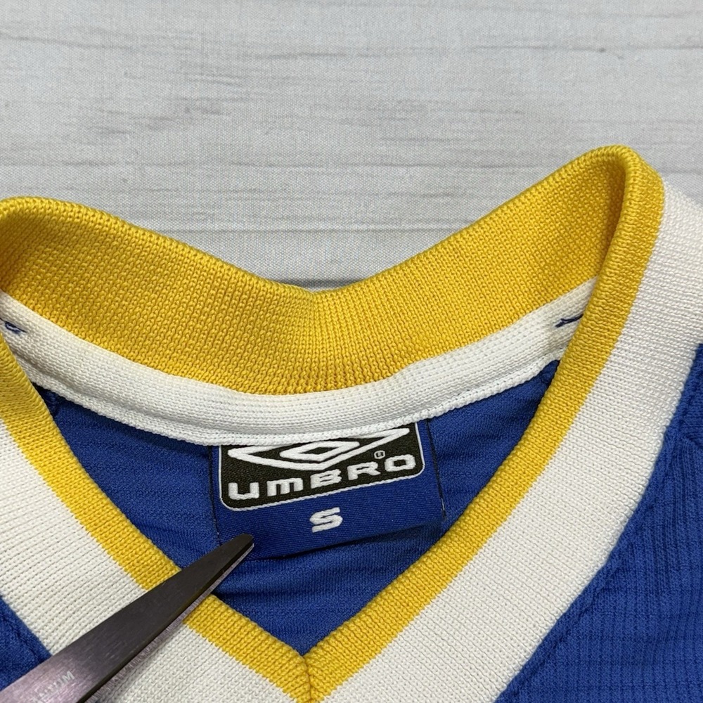 Umbro Shirt Mens S Blue Yellow Soccer Football Team Training Jersey Top VTG 90s - Picture 3 of 7